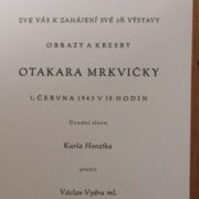 Mrkvička Otakar / Tichý František – 2 x pozvánka na výstavu / 2 x exhibition invitation