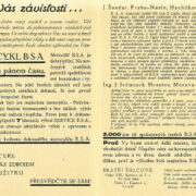 reklamní leták / advertising leaflet – Jezděte na B.S.A.