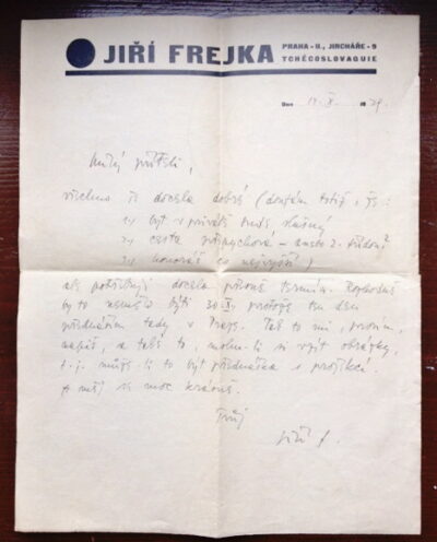 hlavičkový papír / letterhead paper – Jiří Frejka / Zdeněk Rossmann