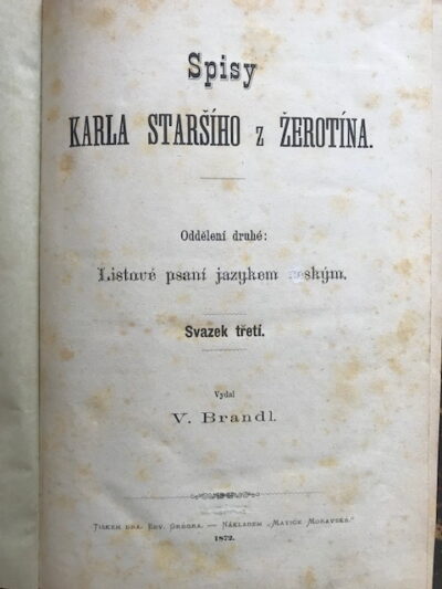 Spisy Karla staršího z Žerotína – Listové psaní jazykem českým ( svazek třetí )