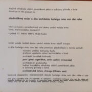 pozvánka / invitation card – Ludwig Mies van der Rohe - Tvůrce vily Tugendhat