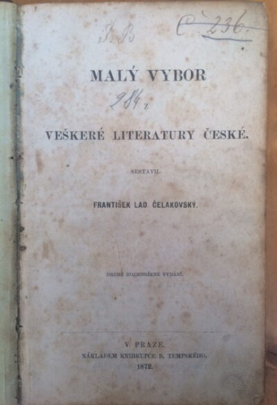 Čelakovský Lad. František – Malý výbor literatury české
