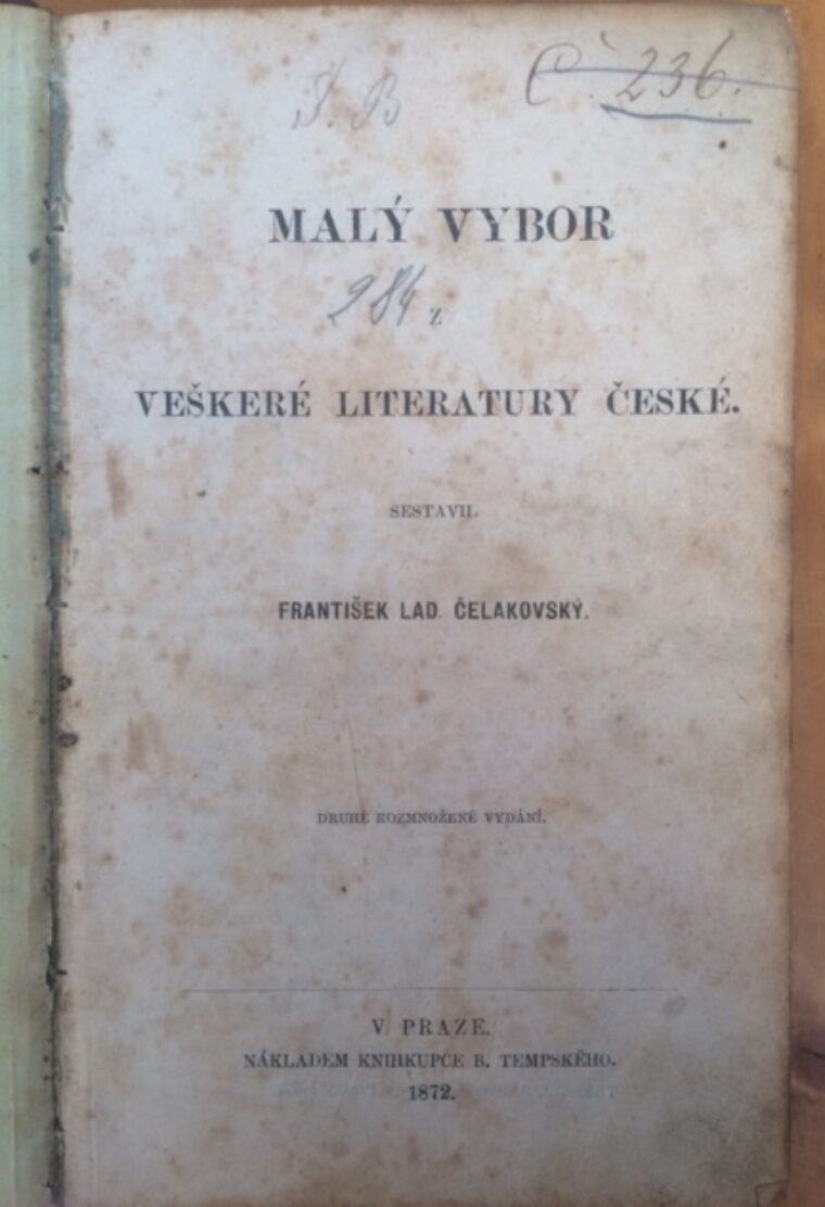 Čelakovský Lad. František – Malý výbor literatury české