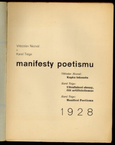 Teige Karel / Nezval Vítězslav – Manifesty poetismu
