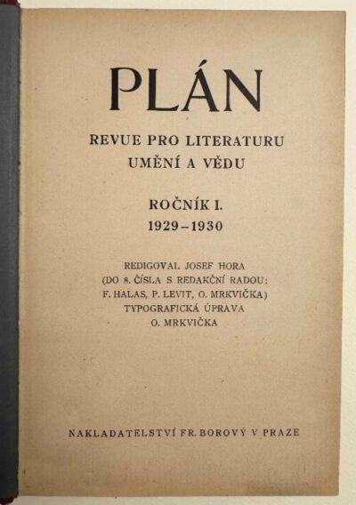 Revue pro literaturu a umění – Plán ( kompletní 1. ročník )
