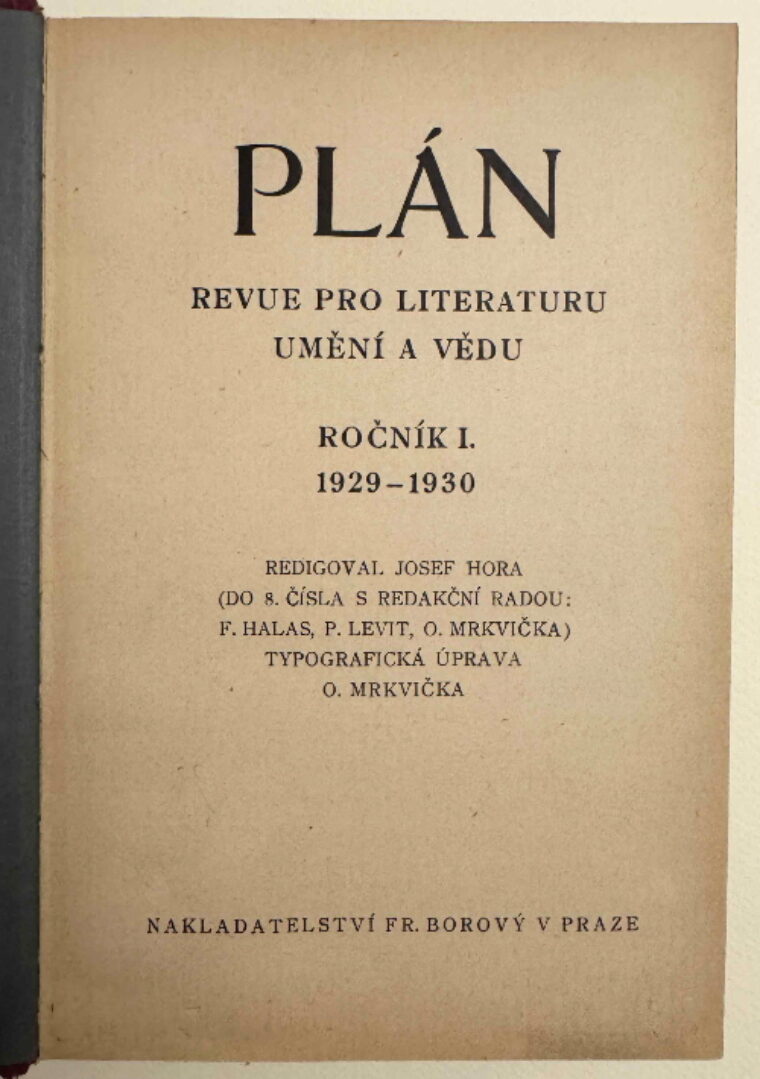 Revue pro literaturu a umění – Plán ( kompletní 1. ročník )