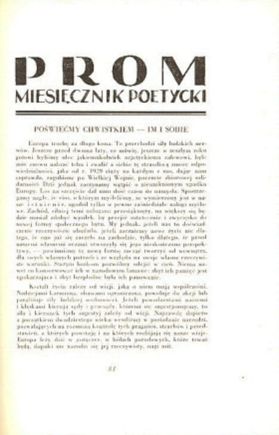 časopis / journal – Prom nr.5 - miesicznik poetycki