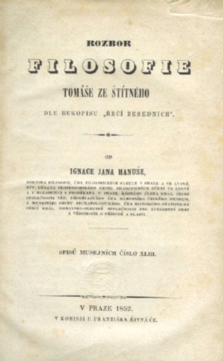 Ignac Jan Hanuš – Rozbor filozofie Tomáše ze Štítného