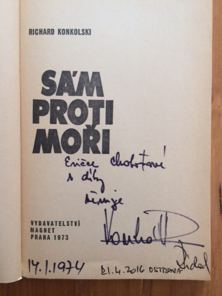 Konkolski Richard – Sám proti moři / PODPIS / + foto a signovaná karta