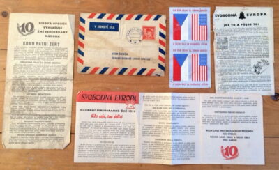 10 x orig. balonové letáky / orig. baloon flyers – Svobodná Evropa / Československá lidová oposice