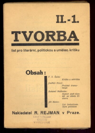 časopis / journal – Tvorba / ročník II. - Teige Karel /